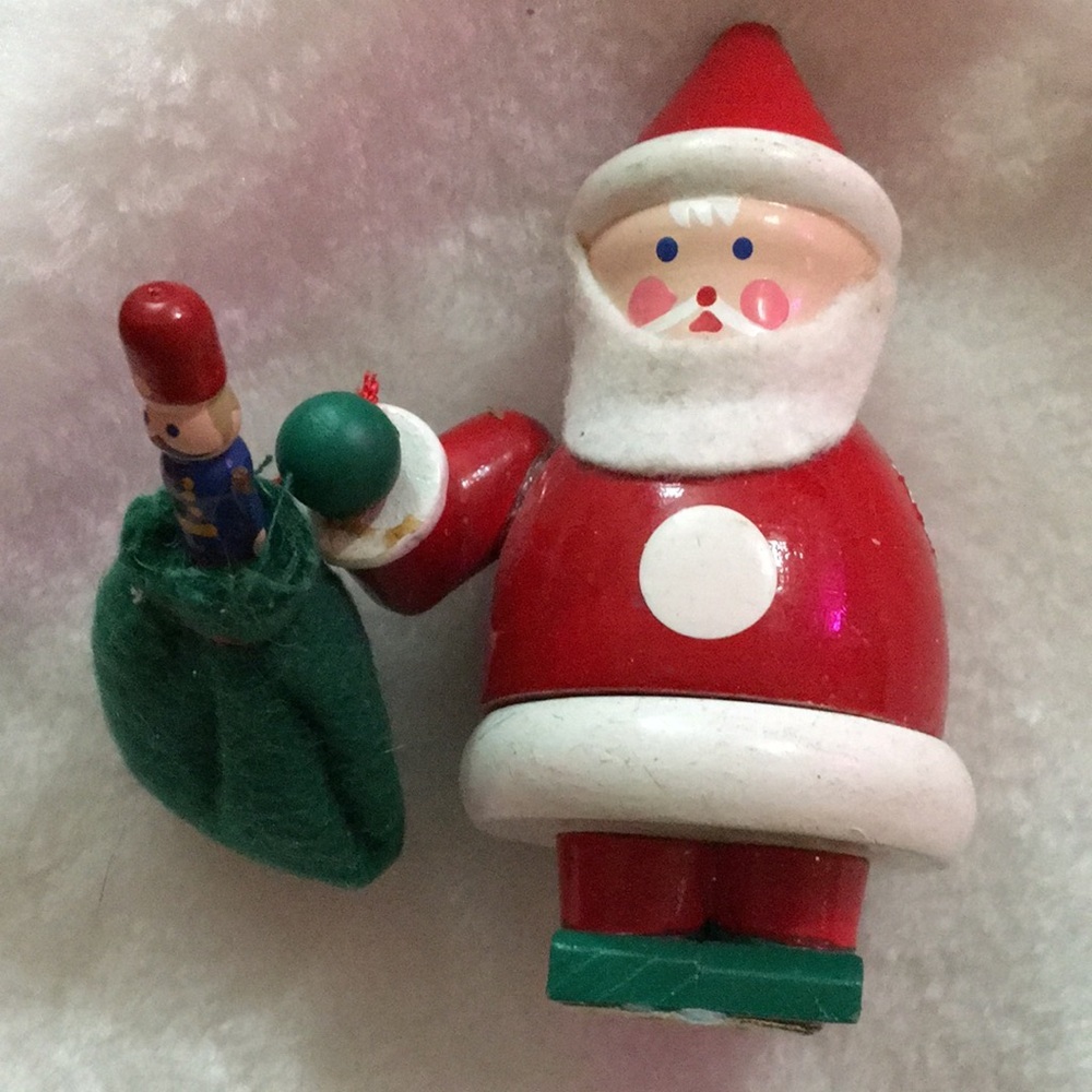 Festive Red Santa Toy with Green Bag